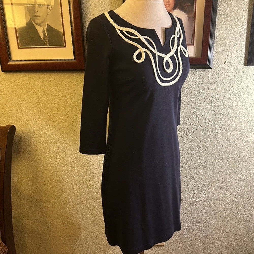 Talbots Black Dress with Soutasche Embroidery - Picture 2 of 4